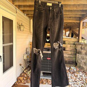 Free People Black Distressed Flare Jeans